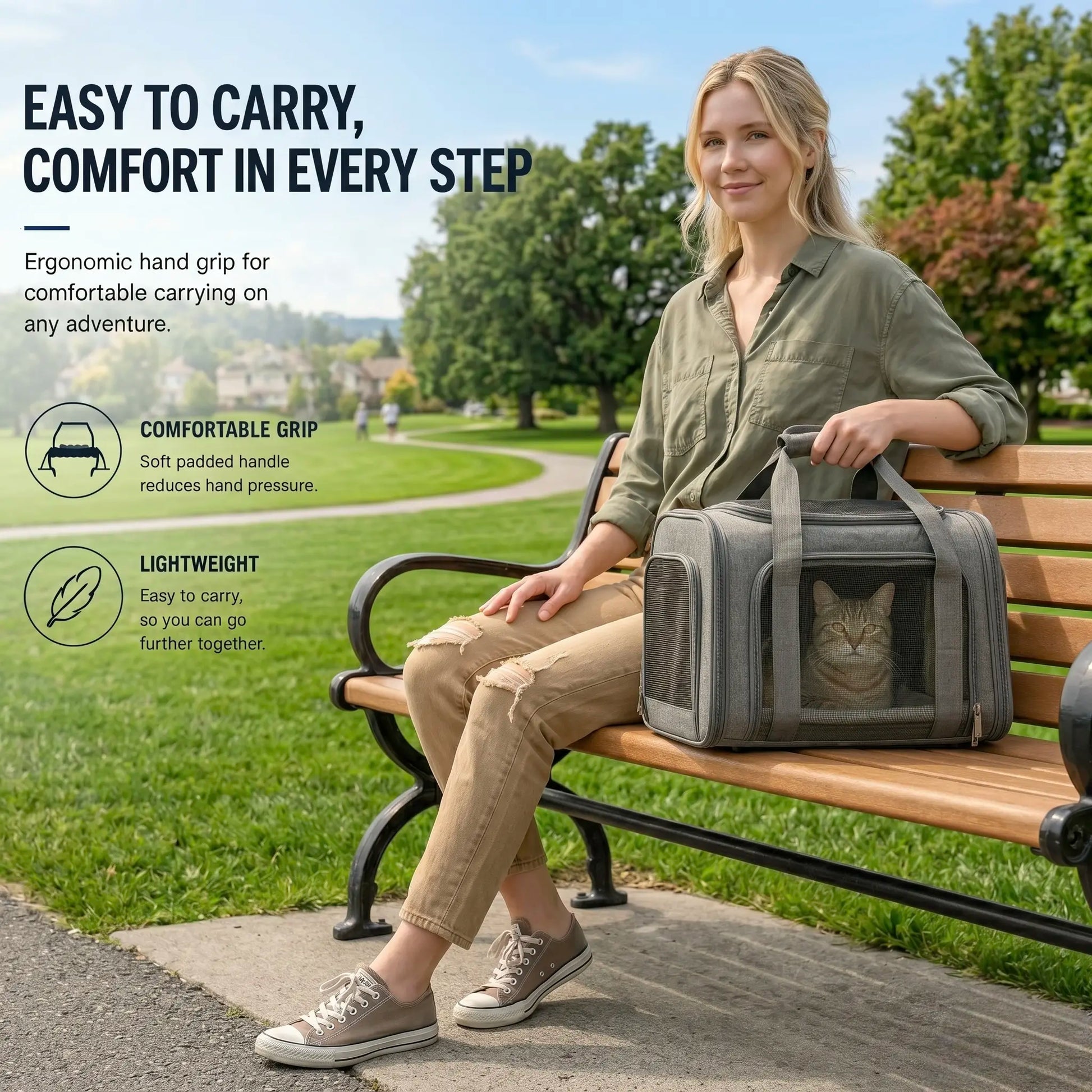 Premium Portable Pet Carrier for Large Cats and Small Dogs, Airline-Approved Soft Travel Bag with Breathable Mesh, Foldable Design for Outdoor, Car, and Airplane Use