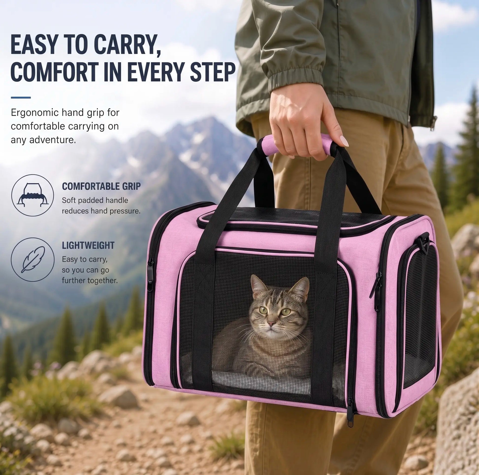 Premium Portable Pet Carrier for Large Cats and Small Dogs, Airline-Approved Soft Travel Bag with Breathable Mesh, Foldable Design for Outdoor, Car, and Airplane Use