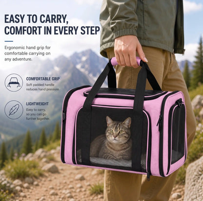 Premium Portable Pet Carrier for Large Cats and Small Dogs, Airline-Approved Soft Travel Bag with Breathable Mesh, Foldable Design for Outdoor, Car, and Airplane Use