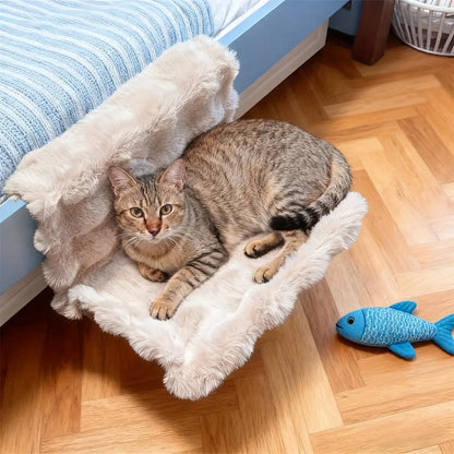 Premium Washable Plush Pet Bedside Hammock - Wall-Mounted Soft Pad for Small Cats and Dogs, Ideal for Sofa, Bed, or Window, Portable and Easy to Clean