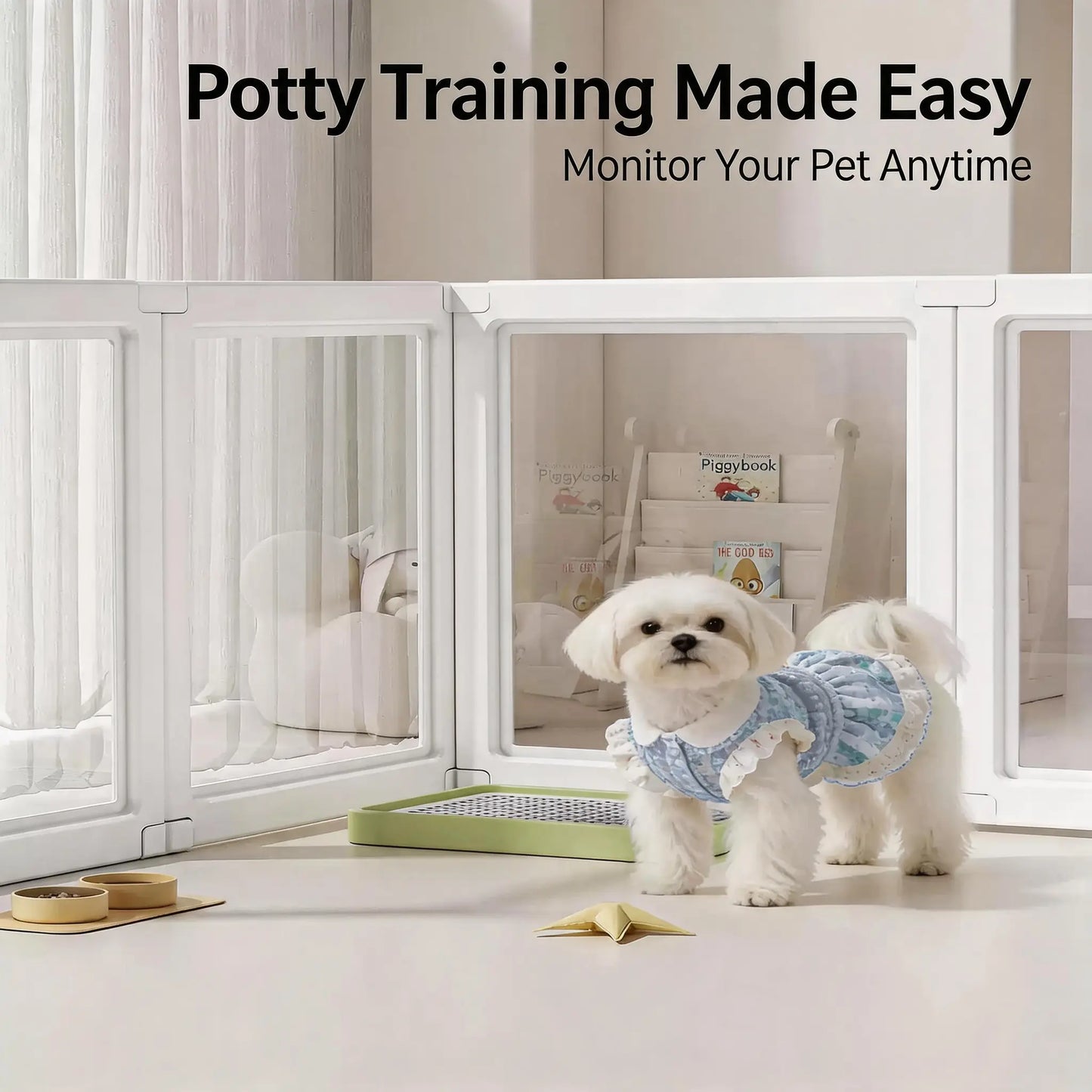 Clear Acrylic Indoor Playpen for Dogs, Cats, and Rabbits - Easy Assembly 10-Panel Transparent Fence