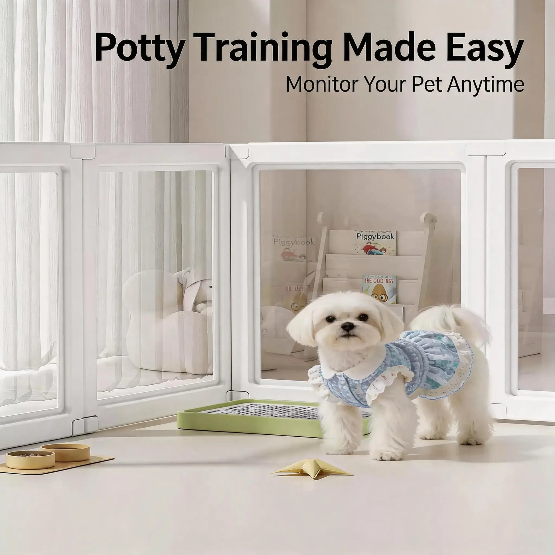 Clear Acrylic Indoor Playpen for Dogs, Cats, and Rabbits - Easy Assembly 10-Panel Transparent Fence