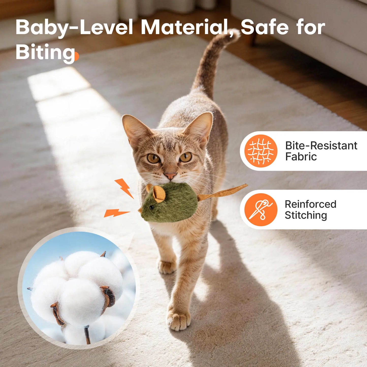 Potaroma 3-Pack Interactive Plush Cat Toys - Realistic Squeaky Mice for Indoor Play and Chewable Enrichment for Cats of All Ages