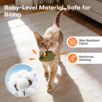 Potaroma 3-Pack Interactive Plush Cat Toys - Realistic Squeaky Mice for Indoor Play and Chewable Enrichment for Cats of All Ages