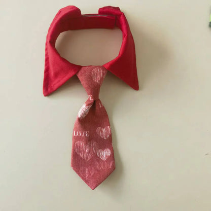 Striped Pet Collar and Bow Tie Set – Adjustable Neck Scarf Bib Grooming Accessory for Cats and Dogs