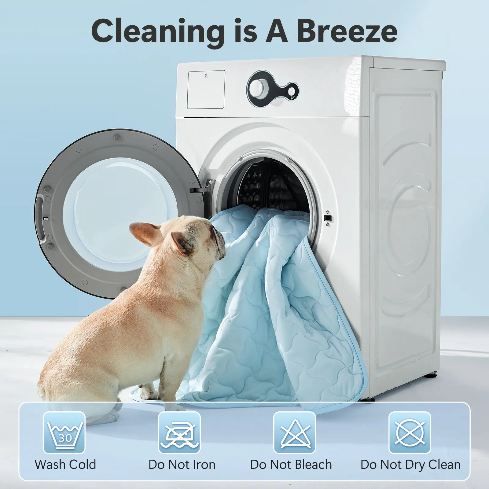 MIXJOY Premium Dog Cooling Mat - Instant Temperature Reduction (Q-Max > 0.5), Snag-Resistant, Machine Washable, Anti-Slip Design for Indoor and Outdoor Use, Blue