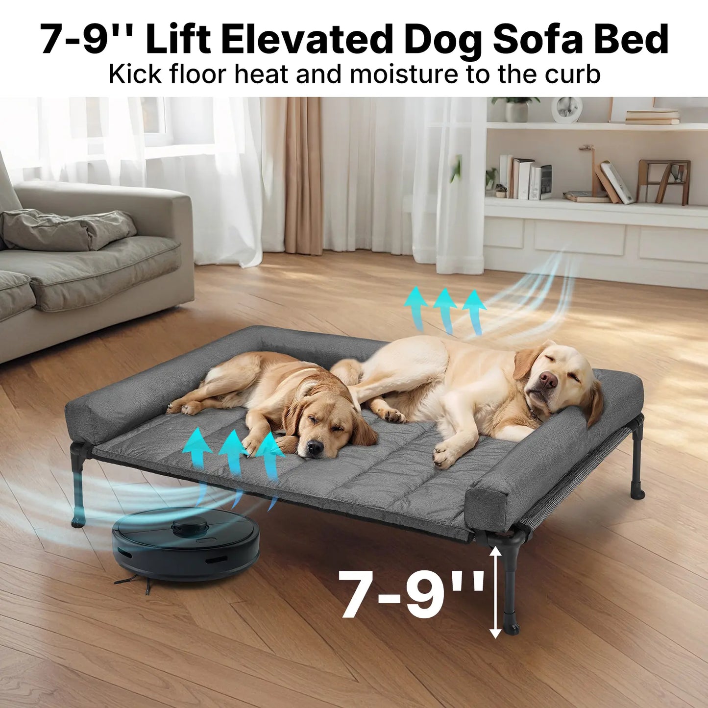 VEEHOO Orthopedic Elevated Pet Bed for Dogs - Joint Support and Anxiety Relief with Soft Bolster Cushion, Breathable Mesh, and Washable Cover for Healthy Sleep