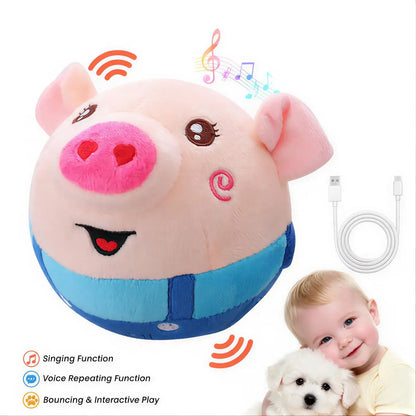 Interactive Rechargeable Pig-Shaped Sensory Dog Toy with Squeaking, Recording, and Music Features for Engaging Play Across All Dog Sizes