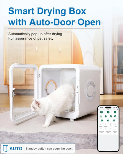 Pet Dryer Box for Cats and Dogs – 72L Quiet Hair Drying Machine with Adjustable Temperature and Air Blow Function – Portable Pet Dryer for Home Bathing and Drying Kit