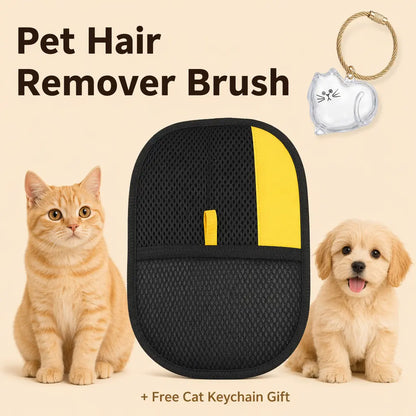 Enhanced Pet Hair Removal Gloves - Larger Size Electrostatic Fur Remover for Cats and Dogs, Reusable for Cleaning Sofas, Furniture, Carpets, and Car Seats, Includes Free Cat Keychain Gift