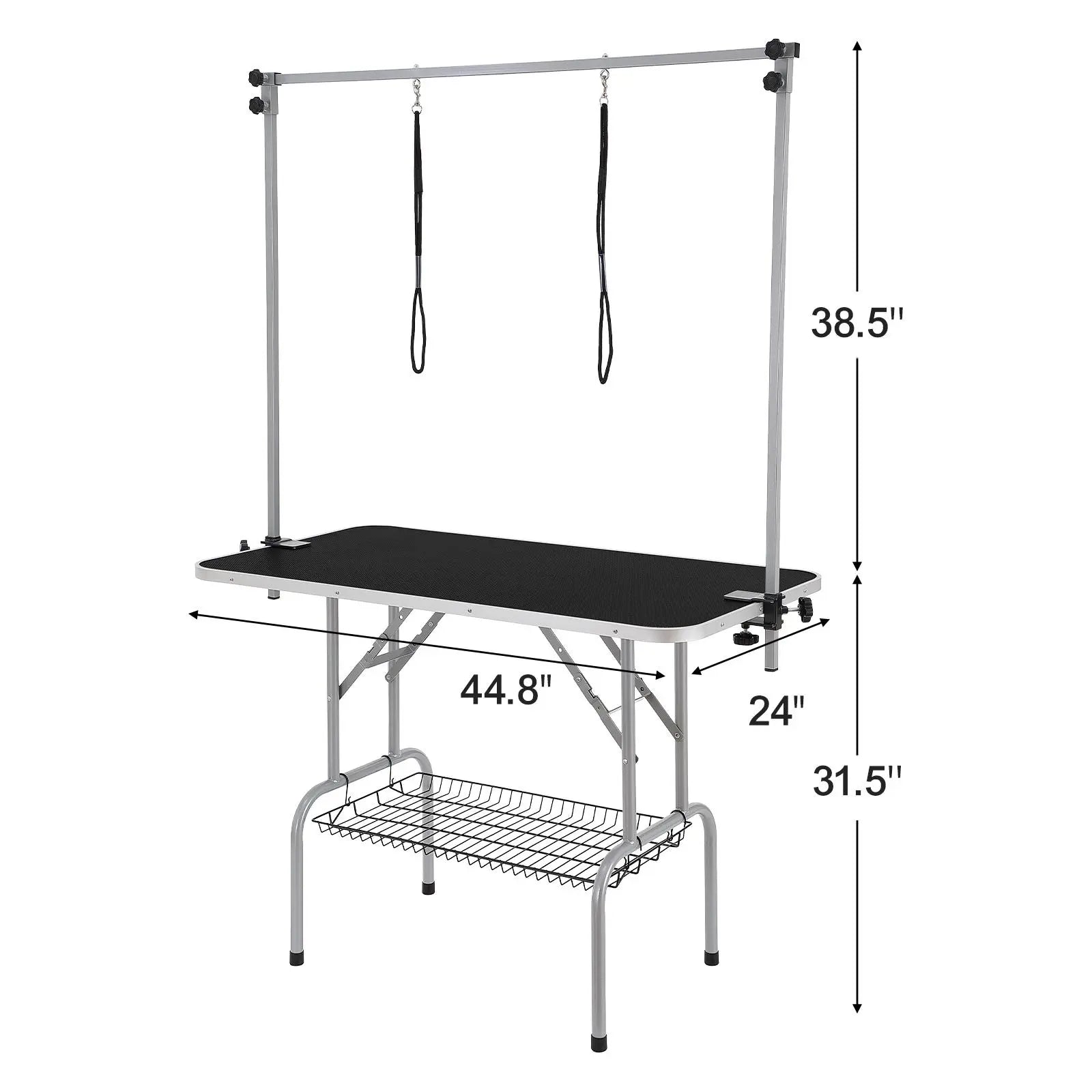 Vevor Professional Pet Grooming Table with Two Arms and Clamp, 46-Inch Foldable Grooming Station for Medium and Small Dogs, Includes Free No Sit Haunch Holder and Grooming Loop, Supports Up to 330 lbs