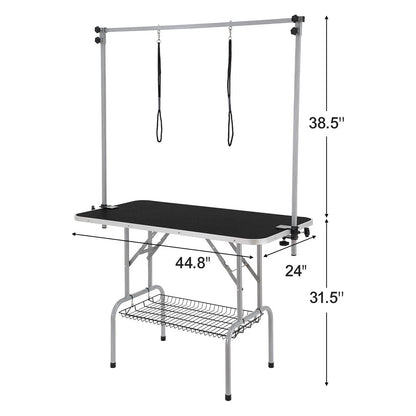 Vevor Professional Pet Grooming Table with Two Arms and Clamp, 46-Inch Foldable Grooming Station for Medium and Small Dogs, Includes Free No Sit Haunch Holder and Grooming Loop, Supports Up to 330 lbs
