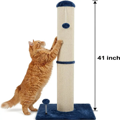 Pawrino Premium Tall Cat Scratching Post - Durable Sisal Coverage for Indoor Cats with Stable Base and Replaceable Toy Wand