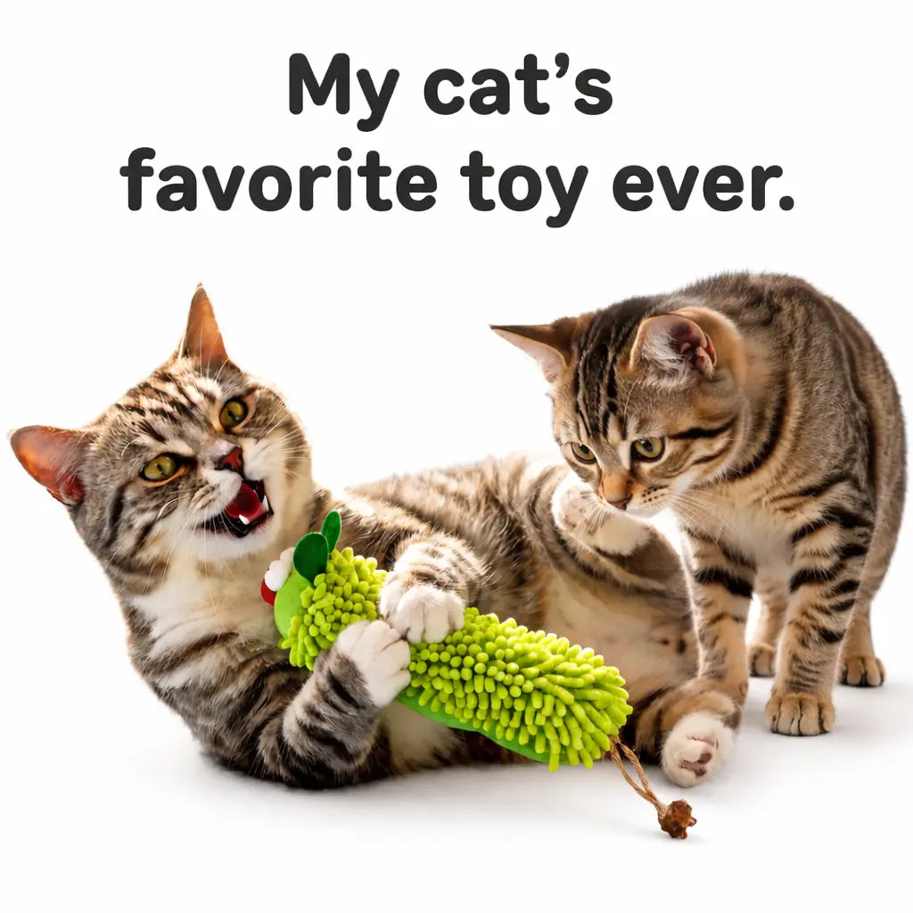 Catnip Caterpillar Plush Pillow - Interactive Crinkle Sound Cat Toy with Catnip Head and Silvervine Tail for Indoor Cats