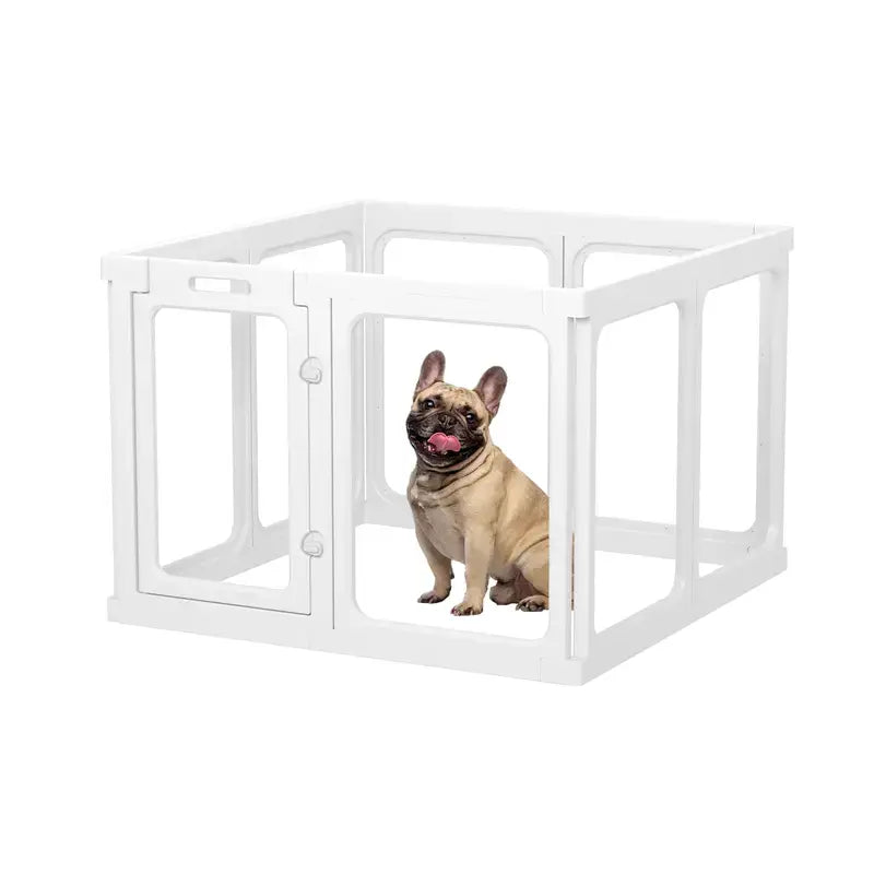 Clear Acrylic Indoor Playpen for Dogs, Cats, and Rabbits - Easy Assembly 10-Panel Transparent Fence