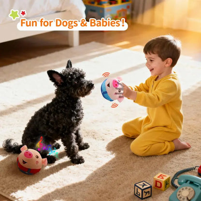 Interactive Rechargeable Pig-Shaped Sensory Dog Toy with Squeaking, Recording, and Music Features for Engaging Play Across All Dog Sizes