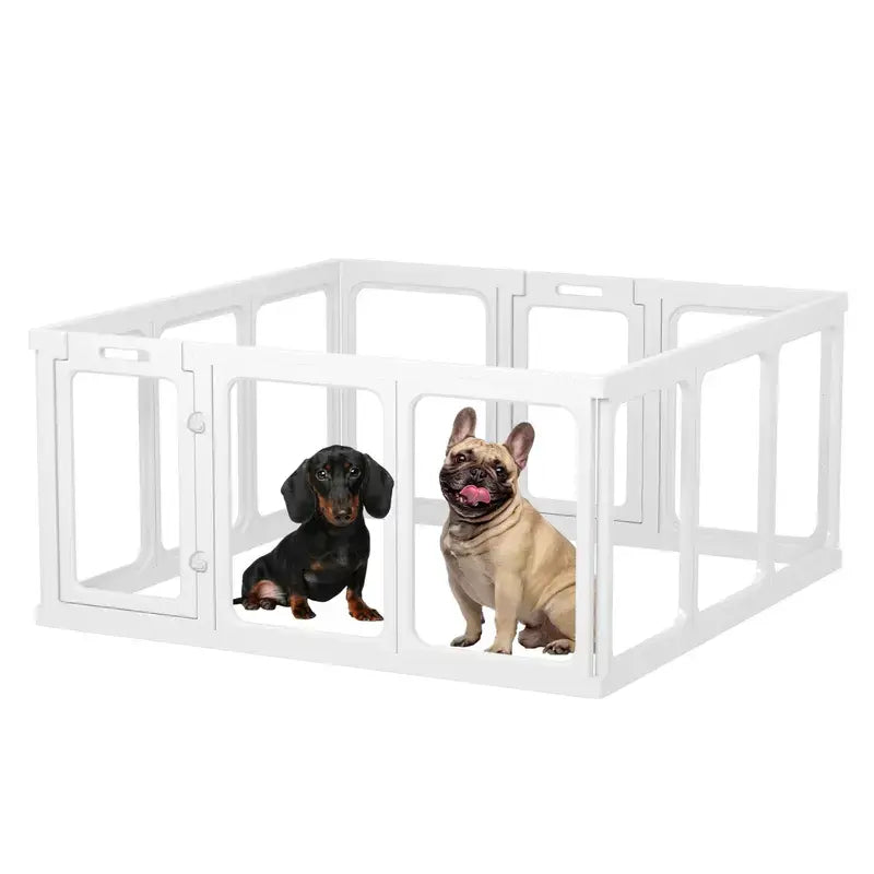 Clear Acrylic Indoor Playpen for Dogs, Cats, and Rabbits - Easy Assembly 10-Panel Transparent Fence