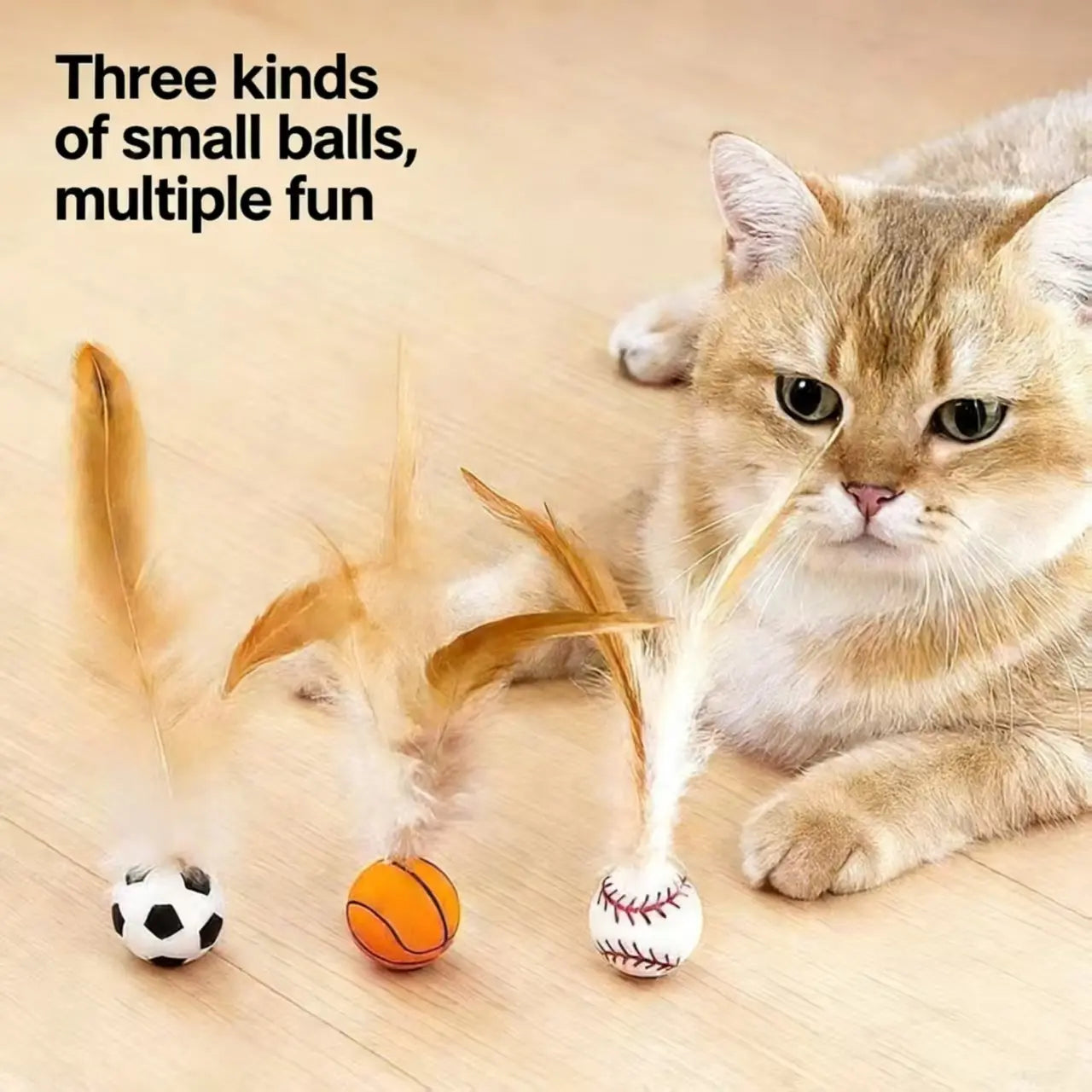 Elastic Feather Ball Cat Toy for Interactive Play and Stress Relief, Bite Resistant and Self-Entertaining