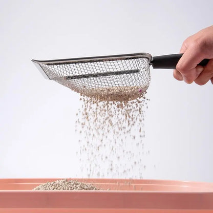 Fine Mesh Non-Stick Coated Stainless Steel Litter Scoop for Cats, Hamsters, Dogs, Chickens, and Reptiles (2mm Holes)