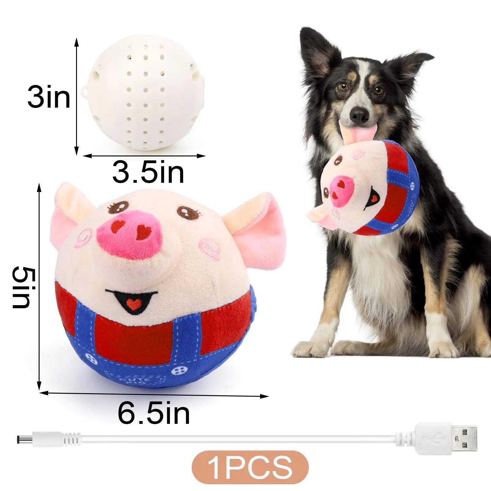 Interactive Rechargeable Pig-Shaped Sensory Dog Toy with Squeaking, Recording, and Music Features for Engaging Play Across All Dog Sizes