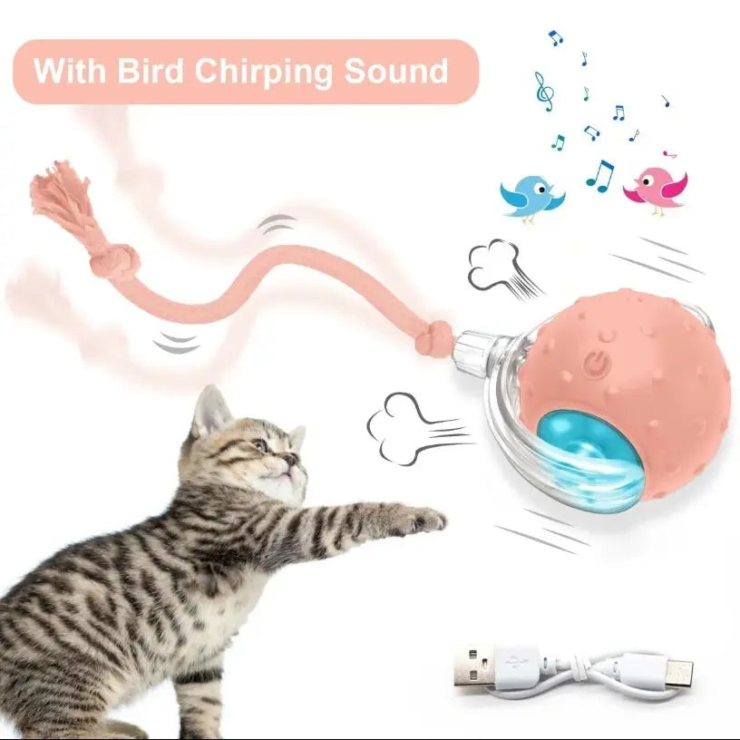 Rechargeable Interactive Pet Toy Ball with Bird Chirping Sound and Smart Motion Sensor, Designed for Durability and Quiet Operation, Offering Anti-Depression Benefits and Extended Battery Life for Versatile Use
